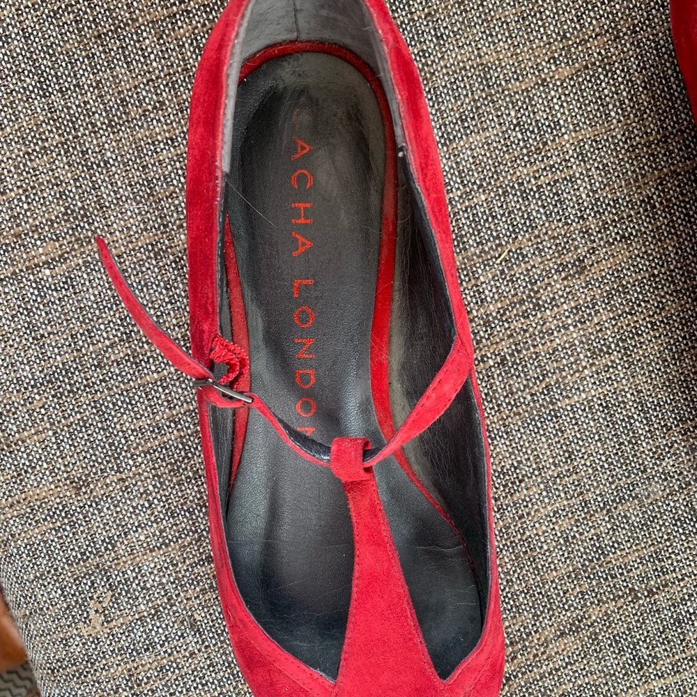 Cute red suede mini heels